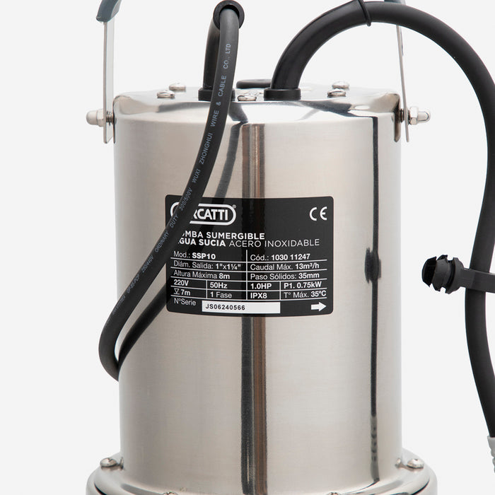 Bomba Sumergible Agua Sucia 1 HP BERCATTI SSP10